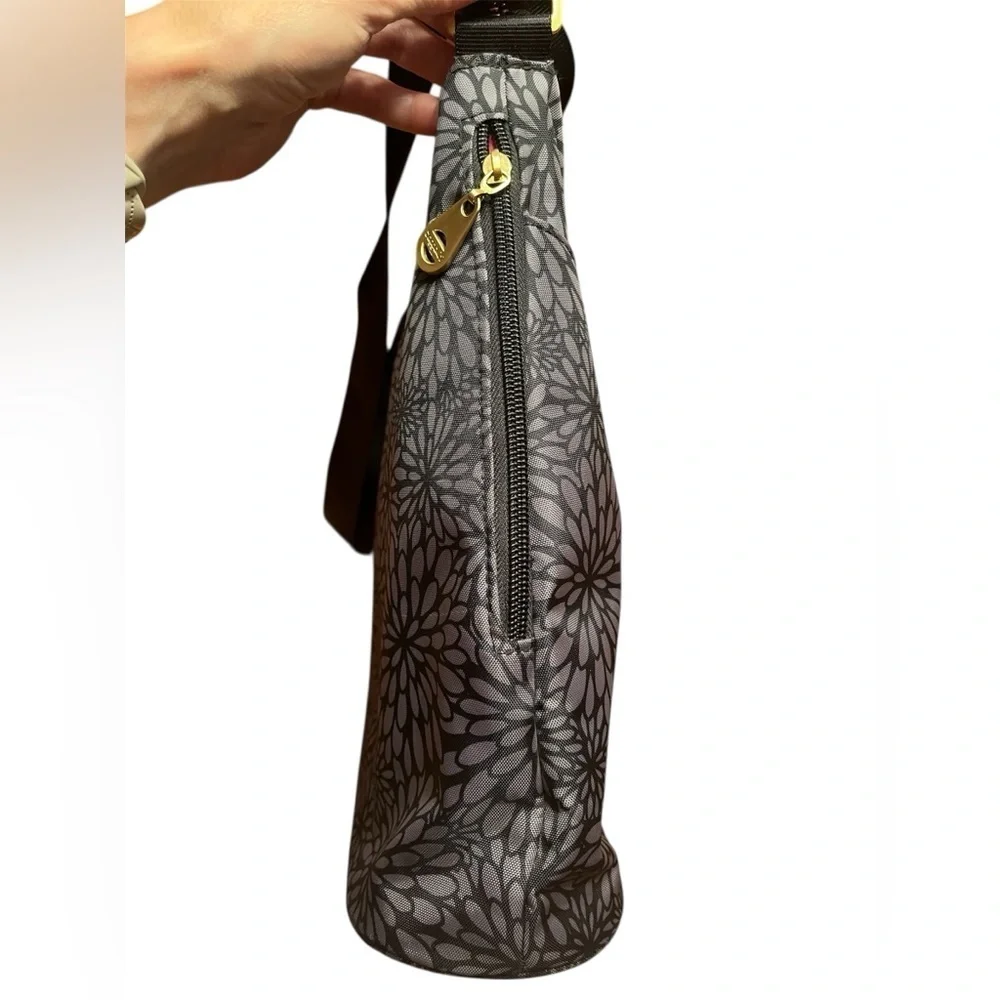 Baggallini Helsinki Shoulder Crossbody Hobo Gray Floral w/ RFID 13.5” x 11” x 4”